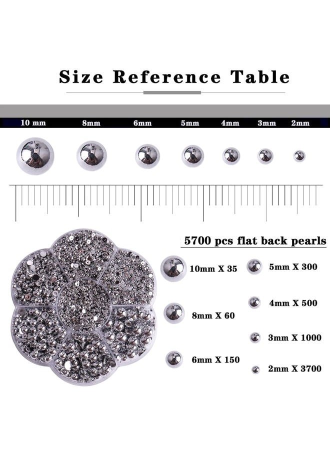 Makandup 6000 Pcs Nail Pearls for Nails Art,Silver Half Pearls for Crafts,Flatback Pearls for Face Eyes Makeup,Round Flat Back Pearl for Charms DIY Crafting Charms Decorations Accessories - Image 2