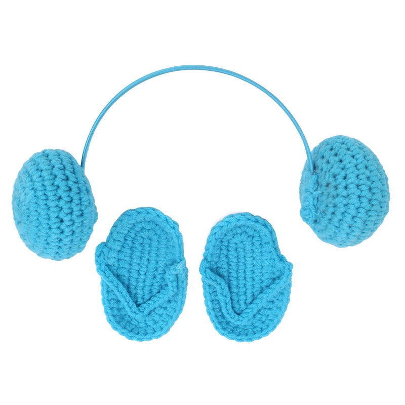 Blue Newborn Photography Props Baby Slipper Earphone Set For 0 3 Months - Image 5
