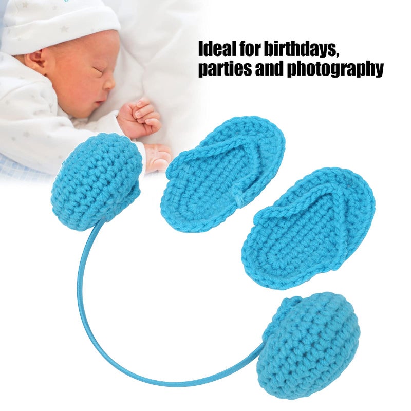 Blue Newborn Photography Props Baby Slipper Earphone Set For 0 3 Months - Image 4