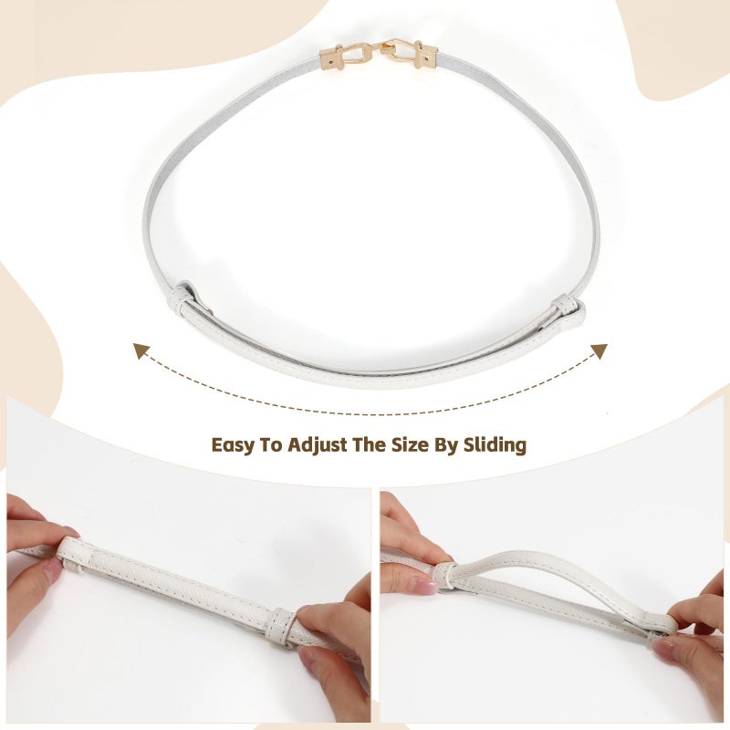 JASGOOD Leather Skinny Women Belt Ladies Thin Waist Belts Plus Size Adjustable for Jeans Pants Dresses with Metal Buckle - Image 5