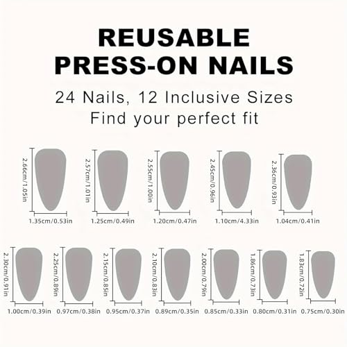 FFZDENA 24-Piece Nail Extension, Press On Nails with 3D Gold Foil Flowers, Short Oval Cat Eye False Nails, Easy to Apply, Reusable Artificial Nails for Women, Perfect for Dailys Wear and Special Occasions - Image 3