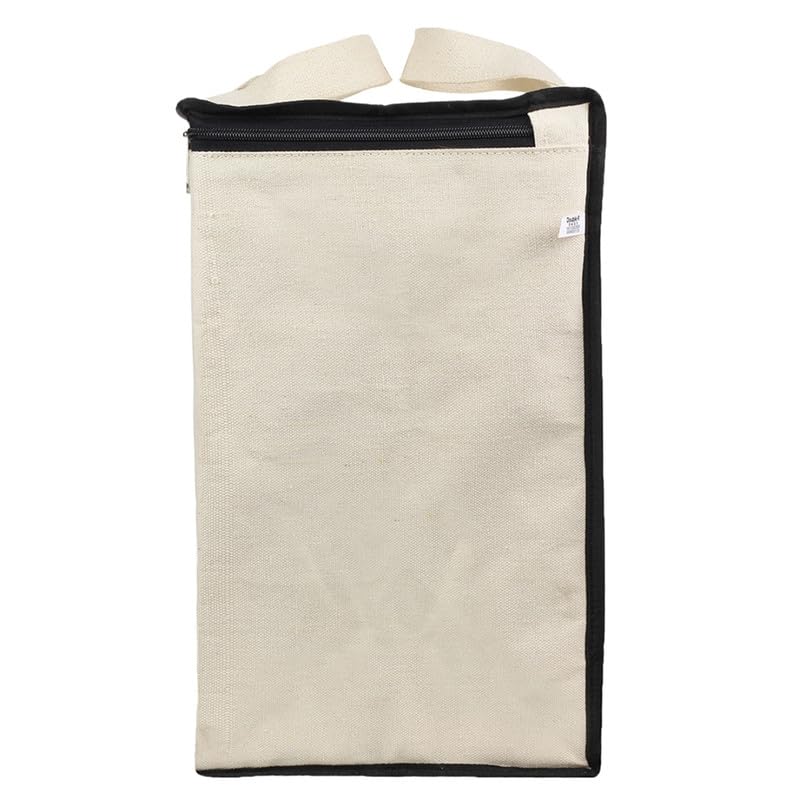 SHIBUI Canvas Reinforced Cotton Handles with Multipurpose Clothes Storage Organizer & Grocery vegetable shopping and Covers Zip Bags. (Black, Pack of 2) - Image 3