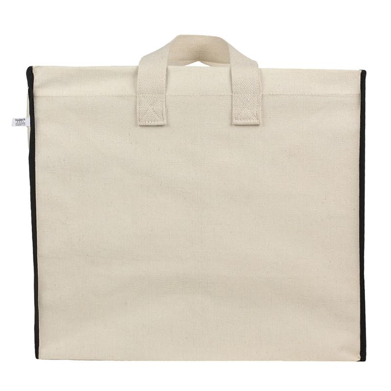 SHIBUI Canvas Reinforced Cotton Handles with Multipurpose Clothes Storage Organizer & Grocery vegetable shopping and Covers Zip Bags. (Black, Pack of 2) - Image 4