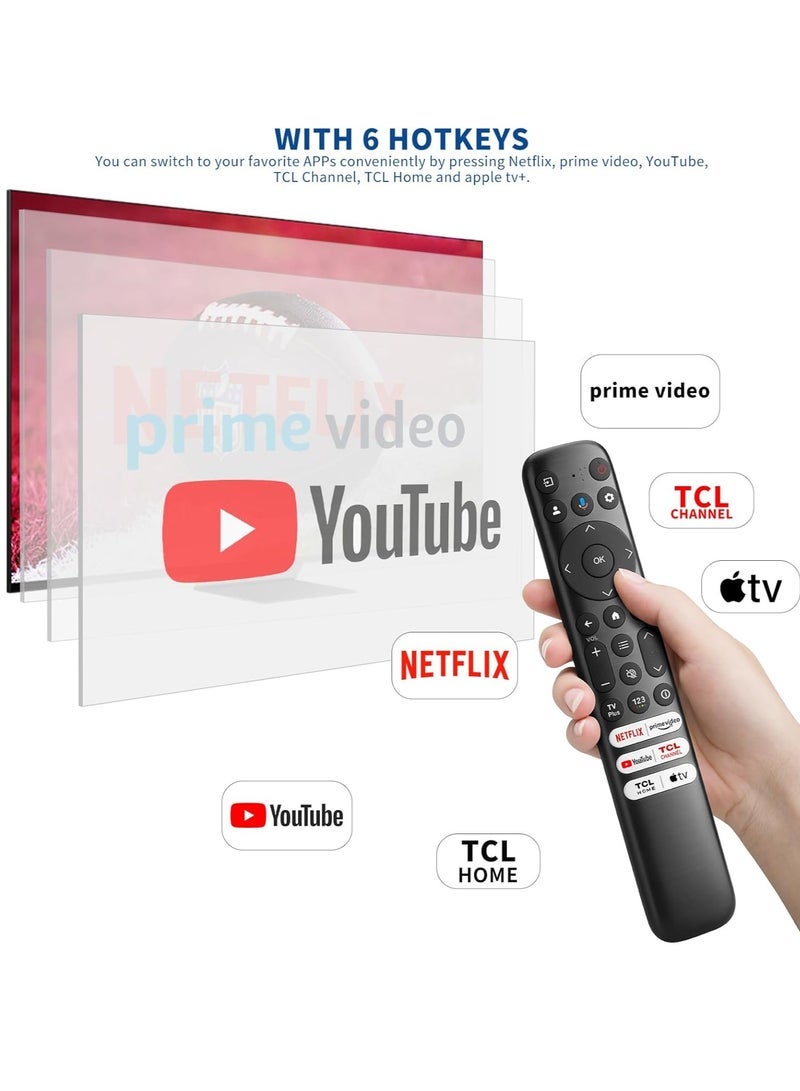 PopZa Replacement Voice Remote Control for TCL Android Smart TVs, RC813 with Google Voice Function with battery - Image 5