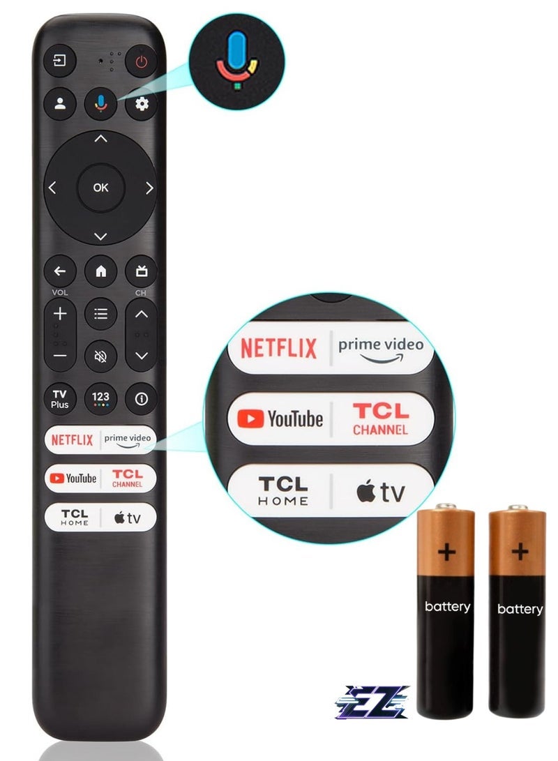 PopZa Replacement Voice Remote Control for TCL Android Smart TVs, RC813 with Google Voice Function with battery - Image 1
