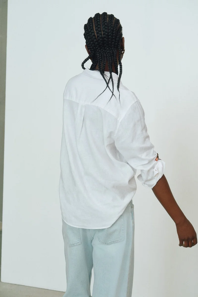 اتش اند ام Linen-blend shirt