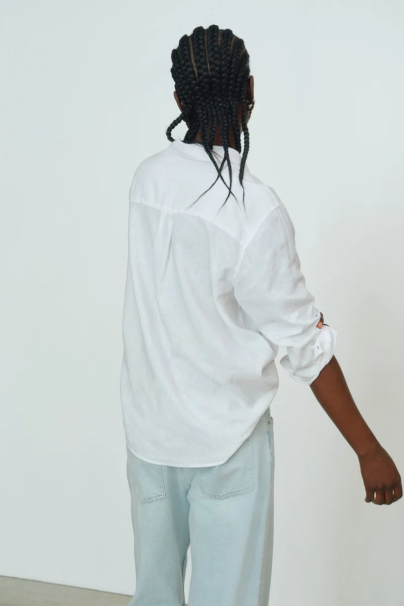 اتش اند ام Linen-blend shirt