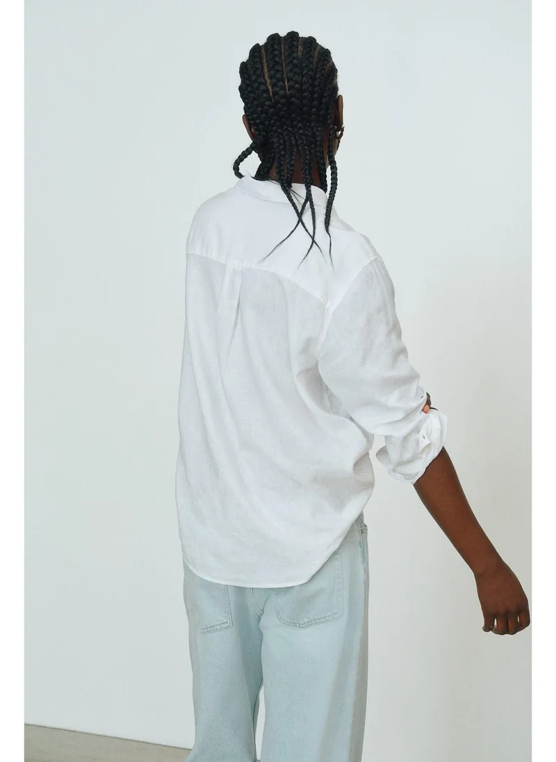 اتش اند ام Linen-blend shirt
