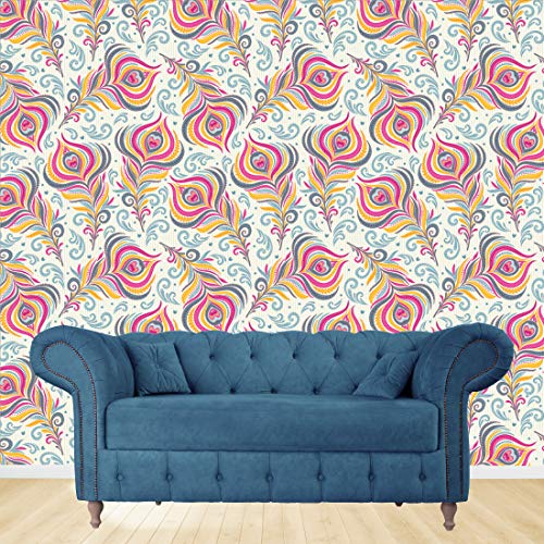 WallDaddy Pack of 2 Wallpapers | Buy 1 Get 2 | Wallpaper for Wall Sticker for Kitchen Wallpaper for Drawing Room and | Wallpaper for Bedroom Self Adhesive Floral Wallpapers (Peacock Texture) - Image 5