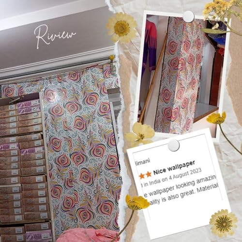 WallDaddy Pack of 2 Wallpapers | Buy 1 Get 2 | Wallpaper for Wall Sticker for Kitchen Wallpaper for Drawing Room and | Wallpaper for Bedroom Self Adhesive Floral Wallpapers (Peacock Texture) - Image 4