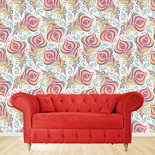 WallDaddy Pack of 2 Wallpapers | Buy 1 Get 2 | Wallpaper for Wall Sticker for Kitchen Wallpaper for Drawing Room and | Wallpaper for Bedroom Self Adhesive Floral Wallpapers (Peacock Texture) - Image 3