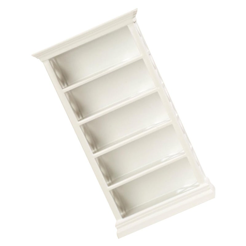 White Miniature Wooden Bookshelf For Dollhouse Living Room Study Storage Display - Image 2
