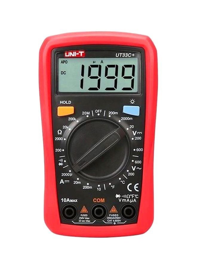 NIBEMINENT UT33C+ Digital Multimeter Electrical Handheld Ammeter Manual Range AC/DC Current Temperature Red/Black  - Image 1