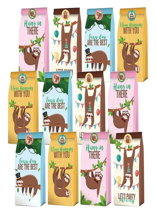 PERFQU 24 Pack Sloth Party Favor Bags - Jungle Animal Sloth Birthday Party Supplies for Kids, Sloth Treat Goodie Bags Cute Animal Candy Gift Bag for Sloth Party Favors and Theme Birthday Party Decorations - Image 1