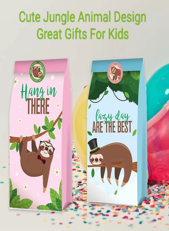 PERFQU 24 Pack Sloth Party Favor Bags - Jungle Animal Sloth Birthday Party Supplies for Kids, Sloth Treat Goodie Bags Cute Animal Candy Gift Bag for Sloth Party Favors and Theme Birthday Party Decorations - Image 5