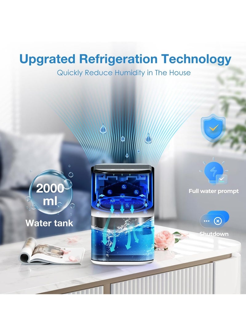 WALALLA Electric Dehumidifier, 2000 ml, Quiet Small Dehumidifier for Bedroom, Electric Dehumidifier, Room Dehumidifier, Portable Quiet Small Mini Dehumidifier for Cellar - Image 3