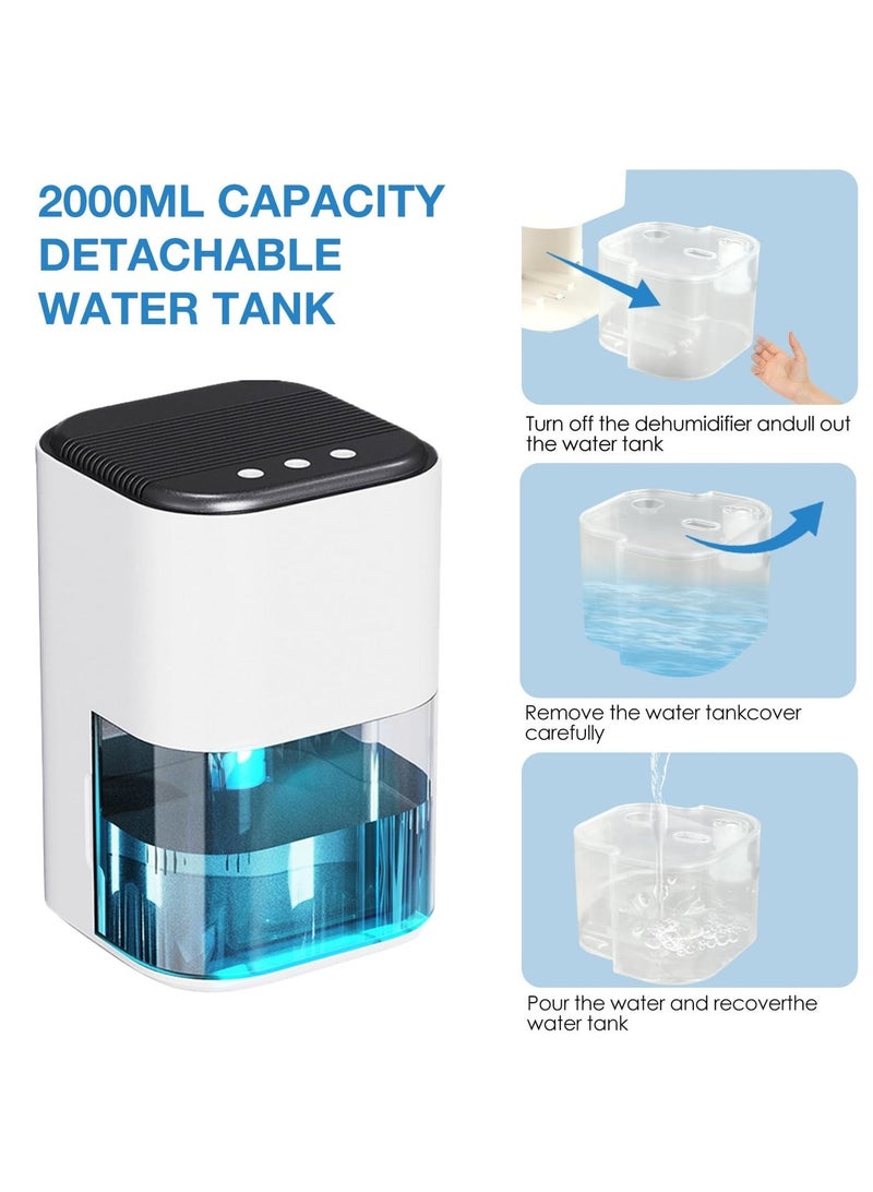 WALALLA Electric Dehumidifier, 2000 ml, Quiet Small Dehumidifier for Bedroom, Electric Dehumidifier, Room Dehumidifier, Portable Quiet Small Mini Dehumidifier for Cellar - Image 2