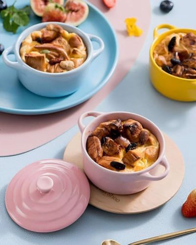Mini Ceramic Casserole Pots Set of 2, Oven-Safe Soup Pots with Lids, Ideal for Soups, Stews, and Side Dishes (Green) - Image 5