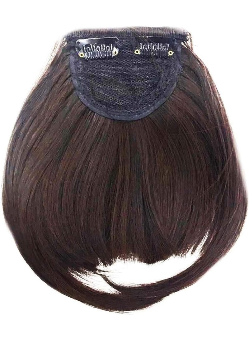 غرة شعر صناعي (قصة شعر أمامية) بمشابك - لون بني داكن طبيعي - قطعة واحدة 99J - Image 2