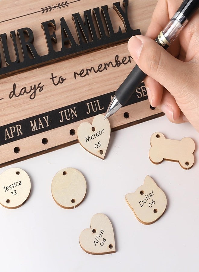 Longan Craft Family Birthday Calendar Board Wall Hanging with Tags, Family Birthday Plaque with Tag Wooden Memory Days Reminder Wall Hanging Home Décor Wood Anniversary Tracker with 104 Tags, Valentines Day - Image 2