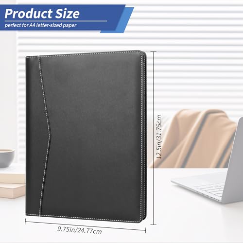 Pacific Mailer Padfolio Portfolio Leather Binder, Interview Legal Document Organizer, Business Card Holder Included Letter Sized Writing Pad [Pink, Piano Noir Faux Leather Matte Finish] - Image 2
