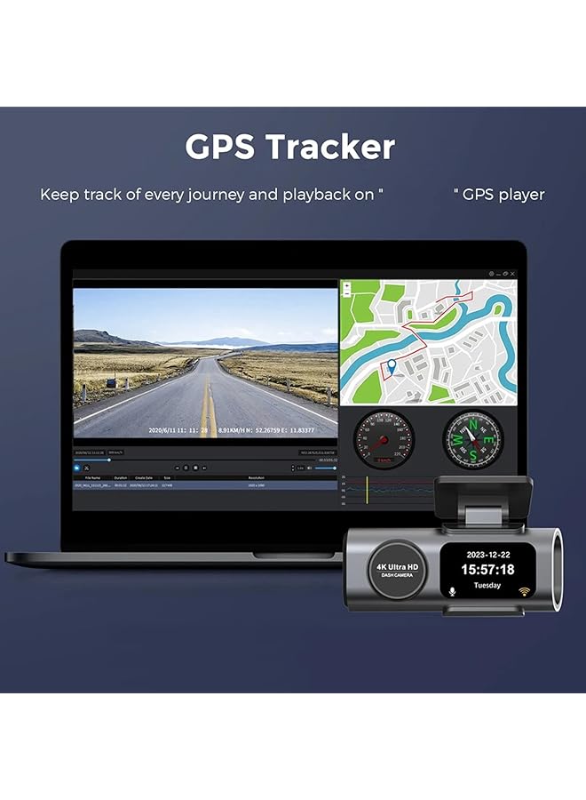 جيكتسي كاميرا أمامية وخلفية بدقة 4K، مسجل قيادة سيارة بدقة 1080 بكسل عالية الوضوح، كاميرات مثبتة على لوحة القيادة ليلاً، تسجيل حلقي، مستشعر جي، زاوية واسعة 170 درجة، ركن السيارة على مدار 24 ساعة - Image 3