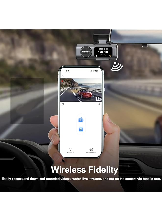 جيكتسي كاميرا أمامية وخلفية بدقة 4K، مسجل قيادة سيارة بدقة 1080 بكسل عالية الوضوح، كاميرات مثبتة على لوحة القيادة ليلاً، تسجيل حلقي، مستشعر جي، زاوية واسعة 170 درجة، ركن السيارة على مدار 24 ساعة - Image 5