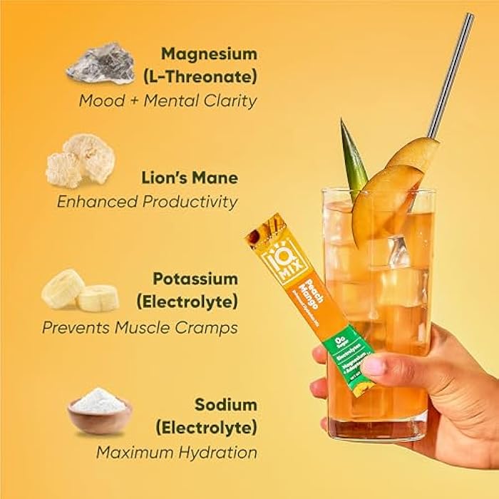 IQBAR IQMIX Hydration Electrolyte Powder – 4-in-1 Formula for Hydration, Mental Clarity, Mood and Recovery – Sugar-Free Drink Mix, Keto, Magnesium L-Threonate, Lion’s Mane – 20 Count Variety Pack - Image 5