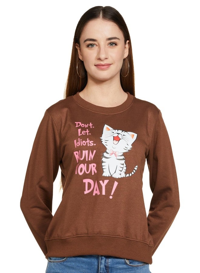 Ketch Womens Regular Fit Brown Sweatshirt - Image 1