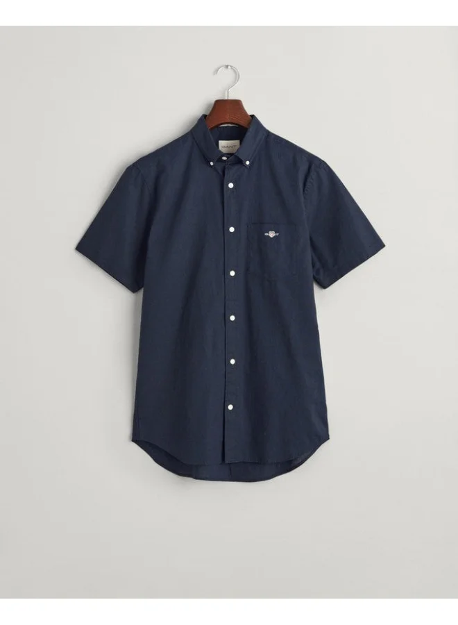 GANT Gant Regular Fit Cotton Linen Short Sleeve Shirt
