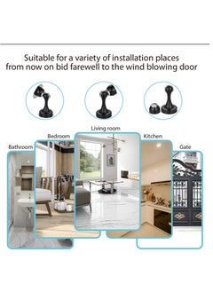 Excefore Door Stopper Wall Protector Black Stainless Steel  Magnetic Stop Catch Double-Sided Adhesive Tape No Drilling Screws for Stronger Mount  - Image 4
