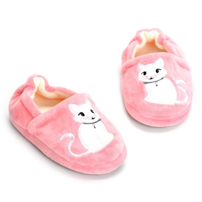 ESTAMICO Toddler Girls' Premium Soft Plush Cats Slippers Cartoon Kitten Warm Winter House Shoes, US 5-6 M - Image 2