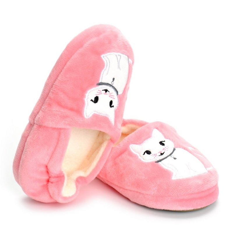 ESTAMICO Toddler Girls' Premium Soft Plush Cats Slippers Cartoon Kitten Warm Winter House Shoes, US 5-6 M - Image 3