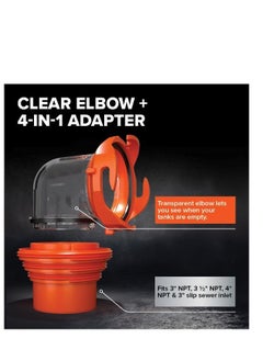 Camco Camco RhinoFLEX 15Ft Sewer Hose Kit — Includes 4-in-1 Adapter, Clear Elbow, & Caps — Connects to 3″ Slip & 3″, 3 1/2″, 4″ NPT Threaded Sewer Connections (39770)  - Image 2