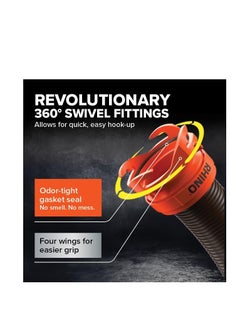 Camco Camco RhinoFLEX 15Ft Sewer Hose Kit — Includes 4-in-1 Adapter, Clear Elbow, & Caps — Connects to 3″ Slip & 3″, 3 1/2″, 4″ NPT Threaded Sewer Connections (39770)  - Image 4