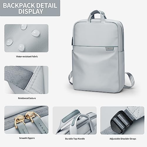 GOLF SUPAGS Travel Laptop Backpack for Women Anti Theft Slim Durable College Bookbag Business Computer Bag Fit 13.3Inch Notebook (Pale Grey, 13.3Inch) - Image 3