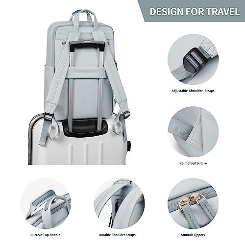 GOLF SUPAGS Travel Laptop Backpack for Women Anti Theft Slim Durable College Bookbag Business Computer Bag Fit 13.3Inch Notebook (Pale Grey, 13.3Inch) - Image 5