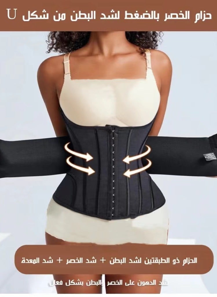 Generic Women's Waist slimming belt，waist tight belt, waist shaping belt, double-layer 3D pressure Shapewear Waist Trainer Corset（Black）  - Image 1