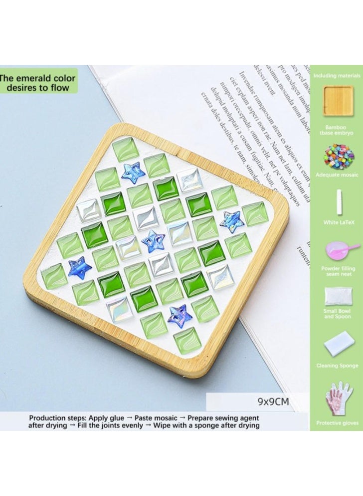 Mordely DIY Glass Mosaic Tiles for Crafts,Mixed Color Mosaic Kit with Bamboo Coaster, Crafts for Adults Mosaic, Crafts Materials Package, Mosaic Supplies - Image 2
