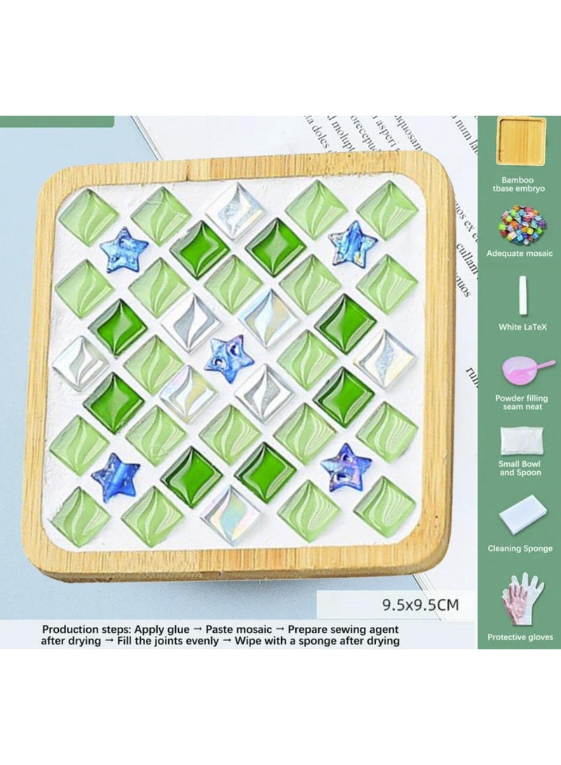 Mordely DIY Glass Mosaic Tiles for Crafts,Mixed Color Mosaic Kit with Bamboo Coaster, Crafts for Adults Mosaic, Crafts Materials Package, Mosaic Supplies - Image 4