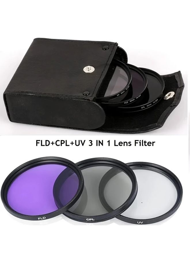 49mm UV CPL FLD Filter Kit 3 In 1 Set With Pouch For Camera Lens - Image 1