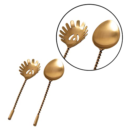 Nestroots Golden Finish Spoon & Fork Cutlery Set | Elegant Crown Design Stainless Steel Salad Server | Tableware for Home, Hotel, Restaurant & Gifting | Rust Resistant & Durable Finish - Image 4