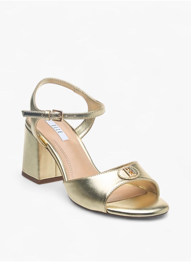 ELLE Womens Logo Accent Sandals With Block Heels And Buckle Closure  - Image 1