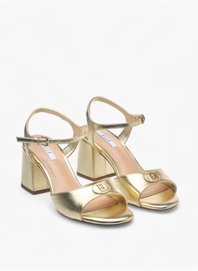 ELLE Womens Logo Accent Sandals With Block Heels And Buckle Closure  - Image 2