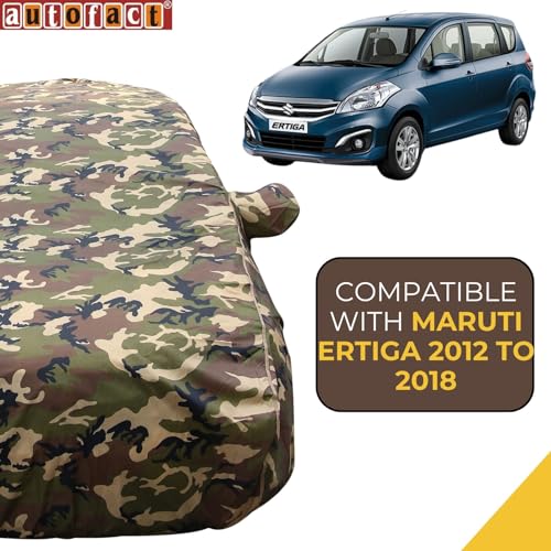 Autofact 100% Waterproof Car Body Cover Compatible with Maruti Ertiga (2012 to 2018), with Mirror Pockets, 4 x 4 American Matty, Long Lasting Strong Durable Material, Camouflage Army Look - Image 2