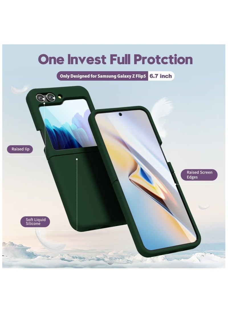 TIGER Liquid Silicone Case for Samsung Galaxy Z Flip6 5G – Slim & Soft Gel Rubber Ultra Thin Case, Silky Touch, Anti-Scratch, Shockproof Protective Cover for Women – Dark Green - Image 2