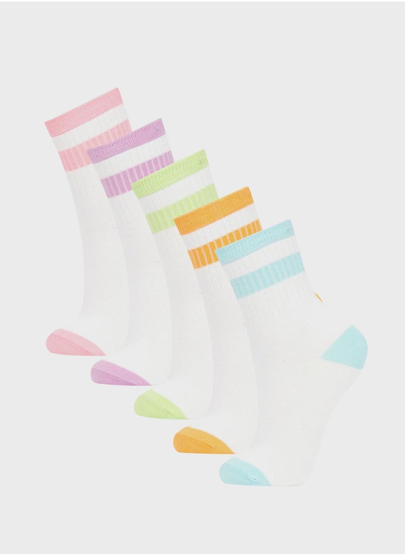 DeFacto - Girls Defacto Fit 5 Piece Cotton Long Socks - Image 1