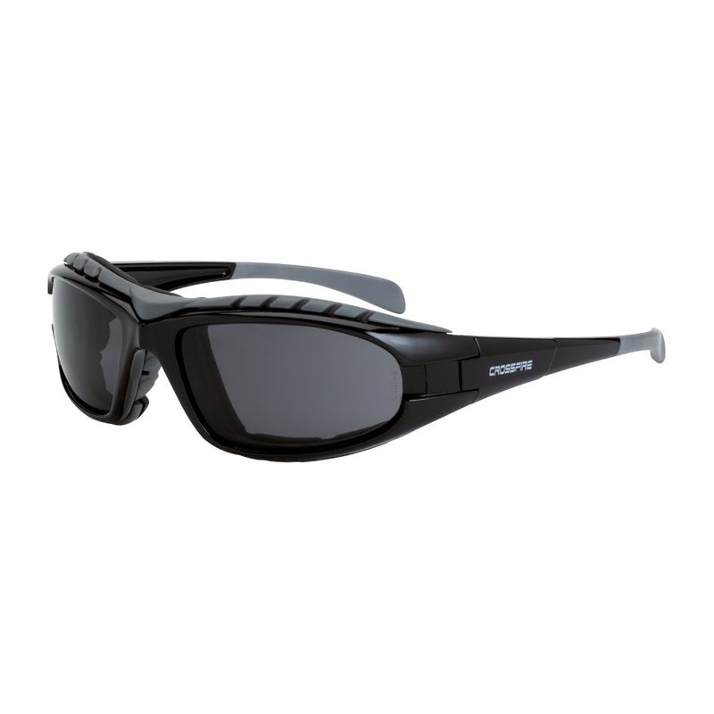 Crossfire Eyewear 2761 AF Diamondback FoamLined Safety Glasses with Black Frame and Smoke AntiFog Lens