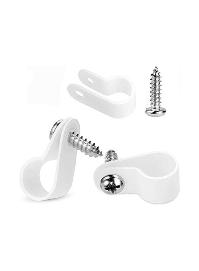 Jzs Cable Clips P Style Mounting Clips For Rope Light Compatible Stainless Steel Pan Head Phillips Screws 100 Pack Suitable For Wire Diameter 79Mm White