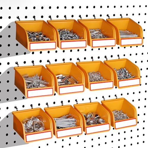 ELEAD Pegboard Bins Organizer Set 12-Pack - Durable Storage Tray for Screws, Nuts, Bolts, Hardware, Crafts, Accessories | Fits Standard Pegboards | 16 Labels for Garage Workshop Craft Room - Image 1